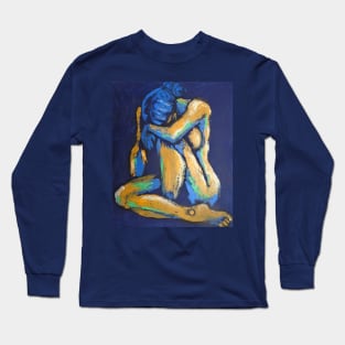 Blue Heart 4 - Female Nude Long Sleeve T-Shirt